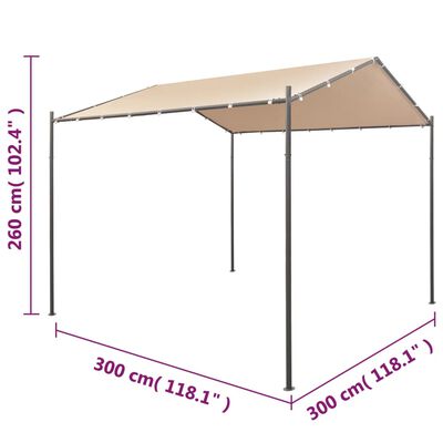 vidaXL Gazebo tenda com toldo 3x3 m aço bege