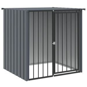 vidaXL Casota para c&atilde;es com teto 110x103x109 cm a&ccedil;o galvanizado preto