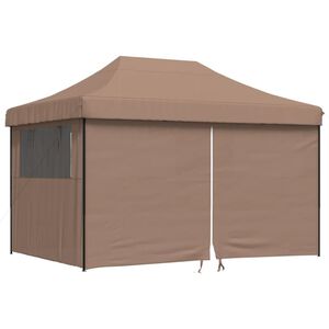 vidaXL Tenda p/ festas pop-up dobr&aacute;vel com 4 paredes laterais castanho