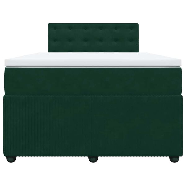 vidaXL Cama boxspring com colch&atilde;o 120x200 cm veludo verde-escuro