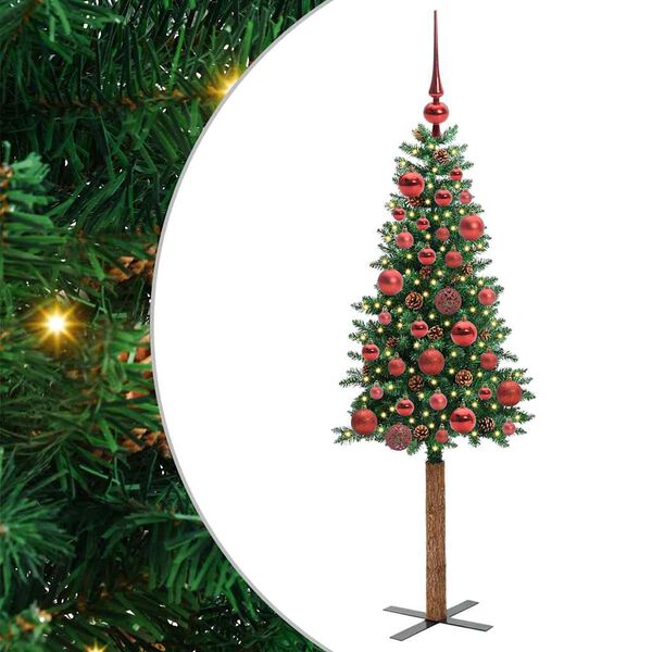 vidaXL &Aacute;rvore de Natal Slim com 150 LEDs com suporte Verde 150 cm