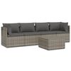 vidaXL 5 pcs conjunto lounge de jardim c/ almofad&otilde;es vime PE cinzento