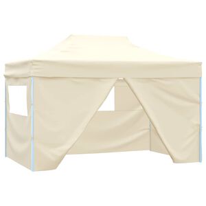 vidaXL Tenda dobr&aacute;vel profissional festas 4 paredes 3x4m a&ccedil;o cor creme
