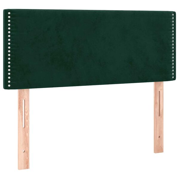 vidaXL Cabeceira de cama c/ luzes LED veludo 80x5x78/88cm verde-escuro