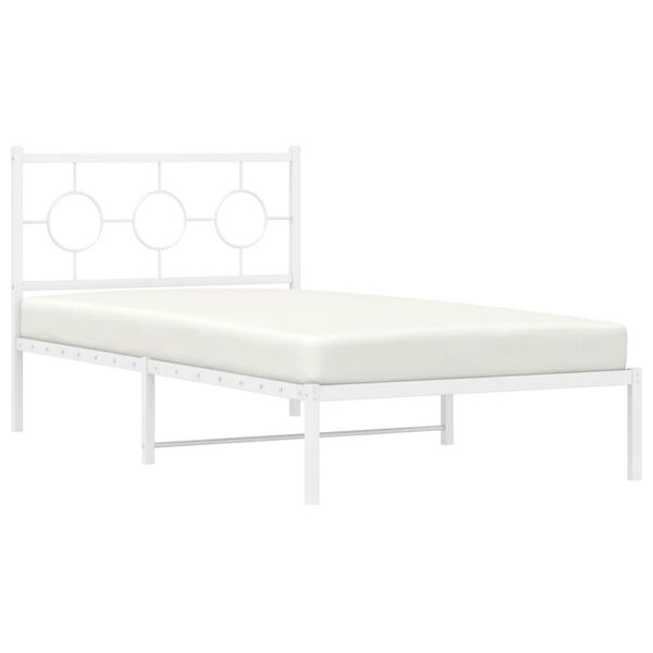 vidaXL Estrutura de cama com cabeceira 100x190 cm metal branco