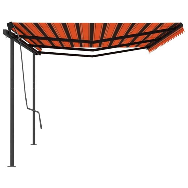 vidaXL Toldo retr&aacute;til autom&aacute;tico com postes 6x3 m laranja e castanho