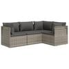 vidaXL 4 pcs conjunto lounge de jardim c/ almofad&otilde;es vime PE cinzento