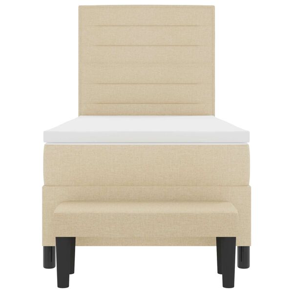 vidaXL Cama Box com colch&atilde;o com cabeceira Creme 80 x 200 cm tecido