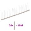 vidaXL Conjunto 20 picos p&aacute;ssaros e pombos 2 filas 10m a&ccedil;o inoxid&aacute;vel