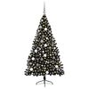 vidaXL &Aacute;rvore de Natal Artificial Pr&eacute;-iluminada Preto 180 cm PVC