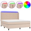 vidaXL Cama box spring c/colch&atilde;o/LED 180x200cm couro artif. cappuccino