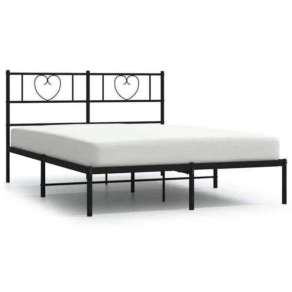 vidaXL Estrutura de cama em metal com cabeceira 150x200 cm preto
