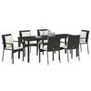 vidaXL Conjunto de Jantar para Jardim com almofada 7 pcs Preto vime PE