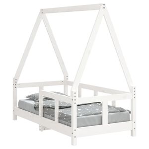 vidaXL Estrutura de cama infantil 70x140 cm pinho maci&ccedil;o branco
