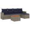vidaXL Conjunto de sof&aacute; de jardim com 6 pe&ccedil;as e almofadas em rattan sint&eacute;tico cinza