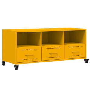 vidaXL M&oacute;vel de TV 100,5x39x43,5 cm a&ccedil;o amarelo mostarda