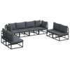 vidaXL Conjunto de Sof&aacute; de Jardim 8 unid. Preto Alum&iacute;nio