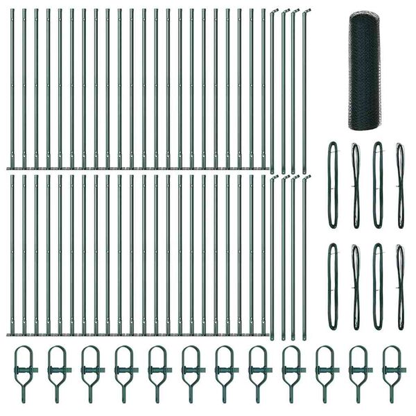 vidaXL Poste de Cerca Verde 100 x 1 m (malha de 13 mm) A&ccedil;o e PVC