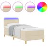 vidaXL Cama Box Spring LED com colch&atilde;o Creme 80 x 200 cm tecido