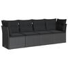 vidaXL 4 pcs conjunto de sof&aacute;s para jardim c/ almofad&otilde;es vime PE preto