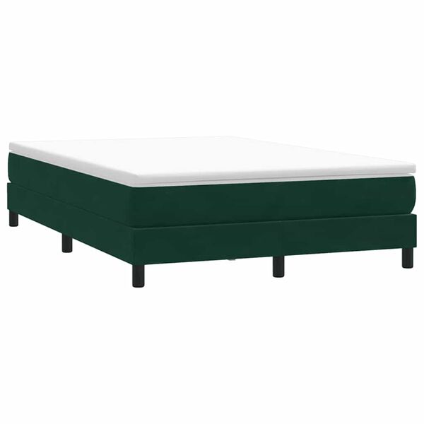 vidaXL Cama com molas sem colch&atilde;o 140x220 cm veludo verde-escuro