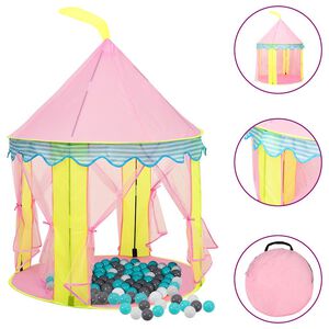vidaXL Tenda de brincar infantil com 250 bolas 100x100x127 cm rosa