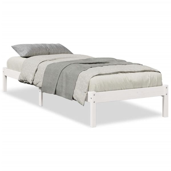 vidaXL Cama extra longa sem colch&atilde;o 80x220 cm pinho maci&ccedil;o branco