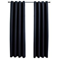 vidaXL Cortinas blackout com argolas em metal 2 pcs 140x175 cm preto