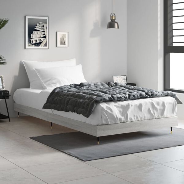 vidaXL Estrutura cama 90x200 cm derivados de madeira cinzento sonoma