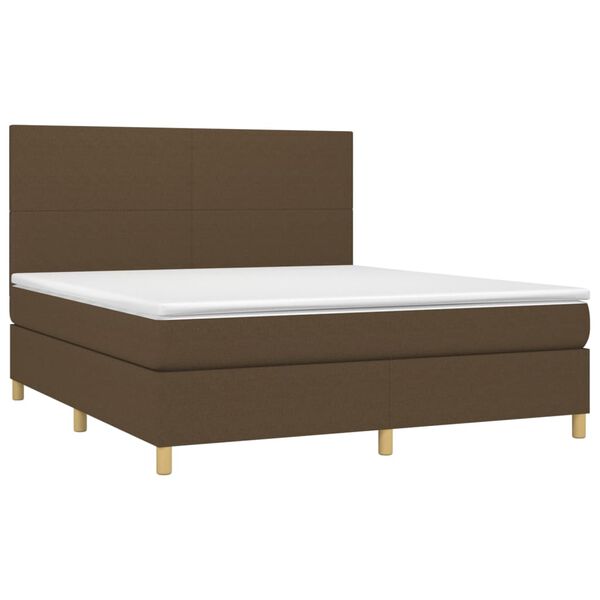 vidaXL Cama box spring c/ colch&atilde;o/LED 160x200cm tecido castanho-escuro