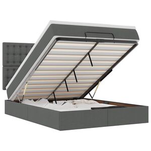 vidaXL Estrutura de cama otomana com colch&atilde;o 140x190cm cinzento escuro
