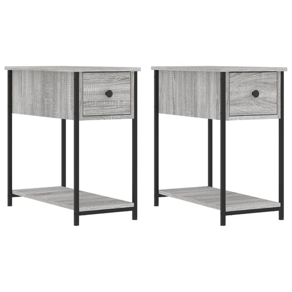vidaXL Mesas de cabeceira 2 pcs derivados madeira sonoma cinza