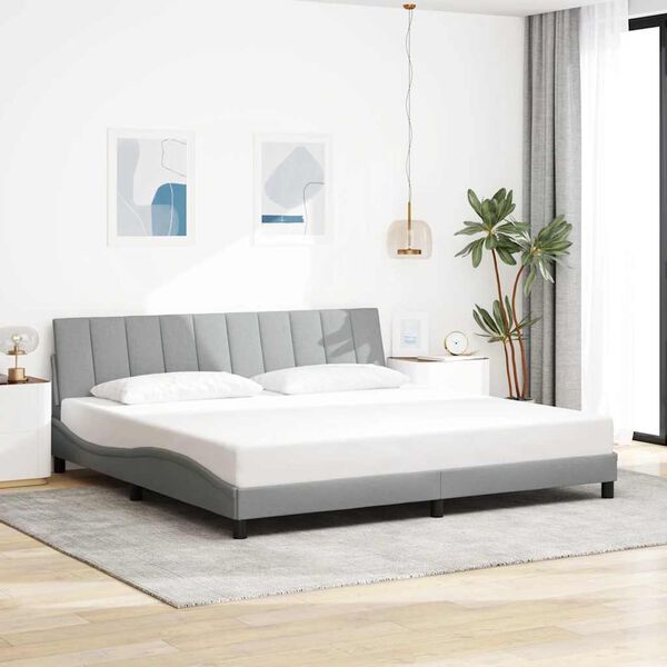 vidaXL Estrutura de cama sem colch&atilde;o Hanko 200x200 cm tecido cinzento-claro