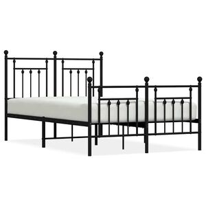 vidaXL Estrutura de cama com cabeceira e p&eacute;s 135x190 cm metal preto