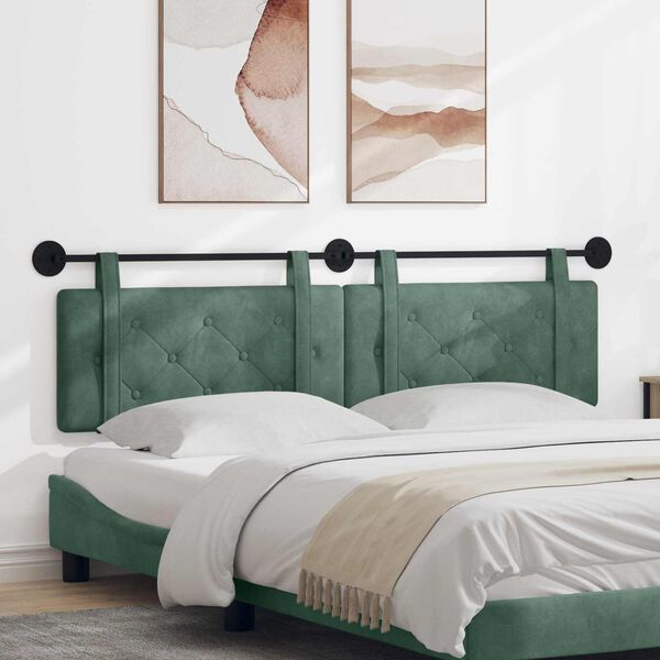 vidaXL Cabeceira Suspensa Verde do Mar 170 x 55 x 5 cm Veludo