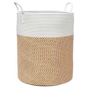 vidaXL Cesto de arruma&ccedil;&atilde;o &Oslash;38x46 cm algod&atilde;o castanho e branco