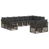 vidaXL Conjunto de Sof&aacute; de Jardim 12 unid. Cinzento vime PE