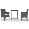 vidaXL 3 pcs conj. bistr&ocirc; de jardim vime PE e vidro temperado castanho