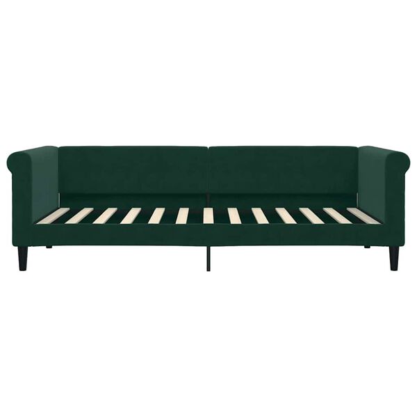 vidaXL Sof&aacute;-cama com colch&atilde;o 90x200 cm veludo verde-escuro