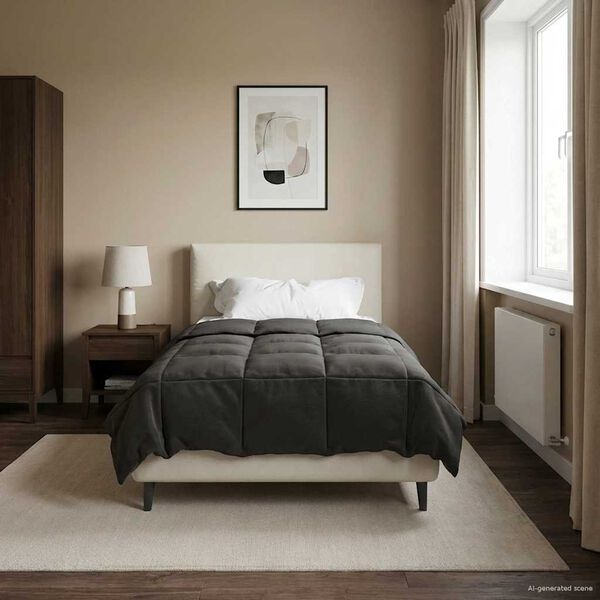 vidaXL Duvet de Ano Inteiro Antracite 135 x 200 cm Microfibra