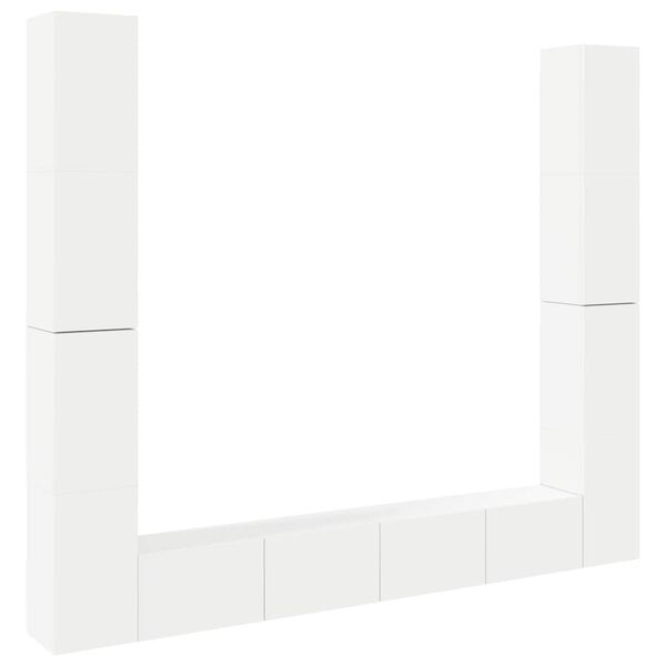 vidaXL 6 pcs conjunto de m&oacute;veis de TV derivados de madeira branco