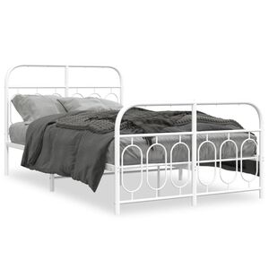 vidaXL Estrutura de cama com cabeceira e pés 120x200 cm metal branco
