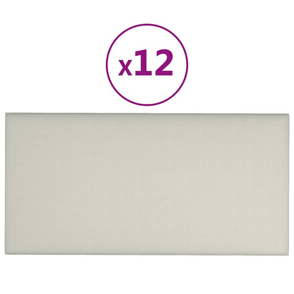 vidaXL Painel de parede 12 pcs 30x15 cm veludo 0,54 m² cor creme