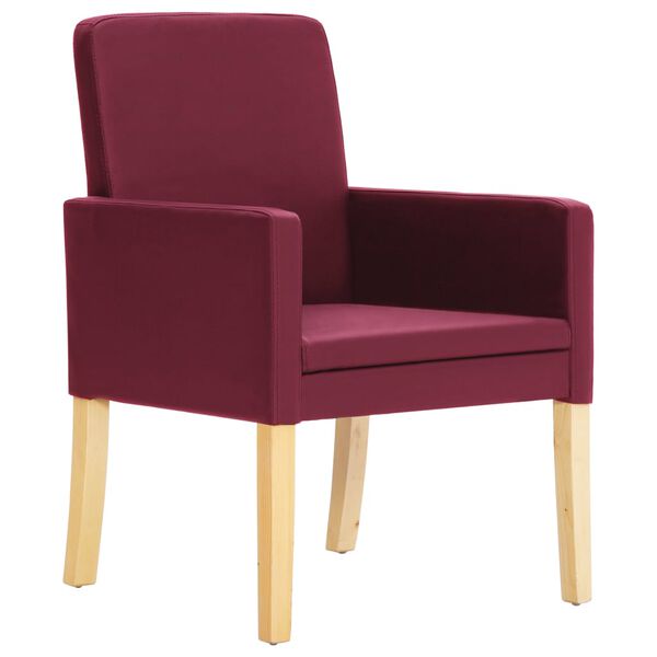 vidaXL Cadeiras de jantar 2 pcs couro artificial vermelho-tinto