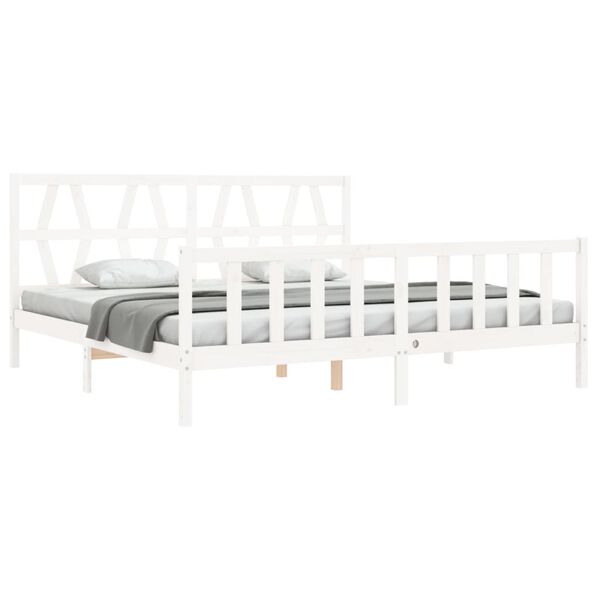 vidaXL Cama sem colch&atilde;o 200x200 cm madeira de pinho maci&ccedil;a branco