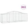 vidaXL Cestos gabi&atilde;o arqueados 13pcs 200x50x60/80 cm ferro galvanizado