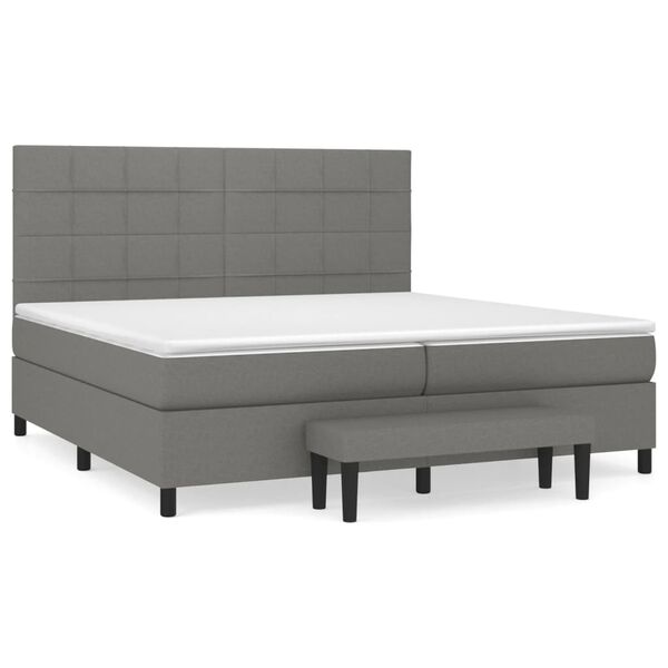 vidaXL Cama com molas/colch&atilde;o 200x200 cm tecido cinzento-escuro
