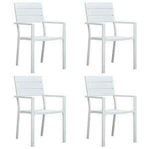 vidaXL Cadeiras jardim 4 pcs PEAD aspeto madeira branco