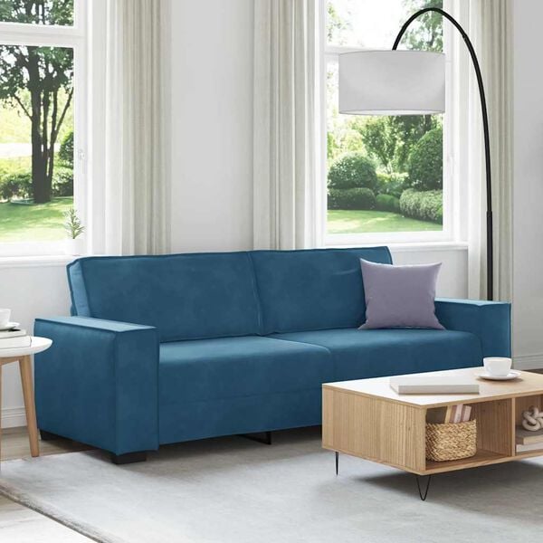 vidaXL Sof&aacute; de 3 lugares 220x78x84 cm veludo azul
