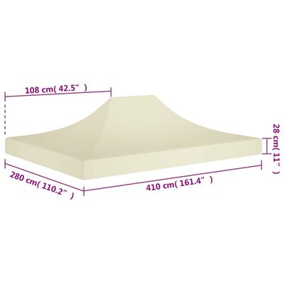 vidaXL Teto para tenda de festas 4x3 m 270 g/m² cor creme